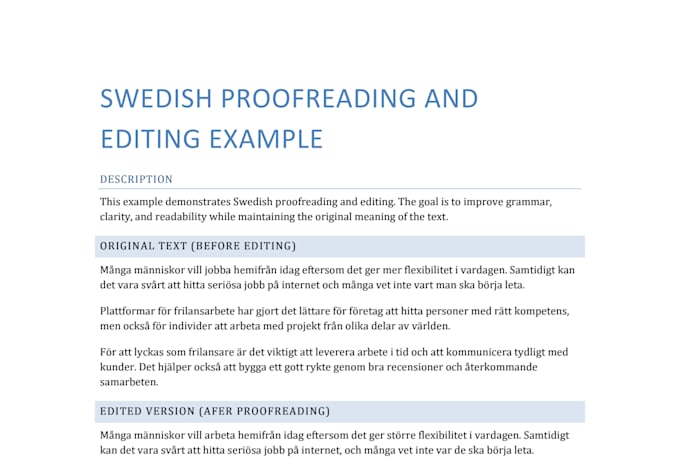 proofread and edit swedish technical, academic and professional texts